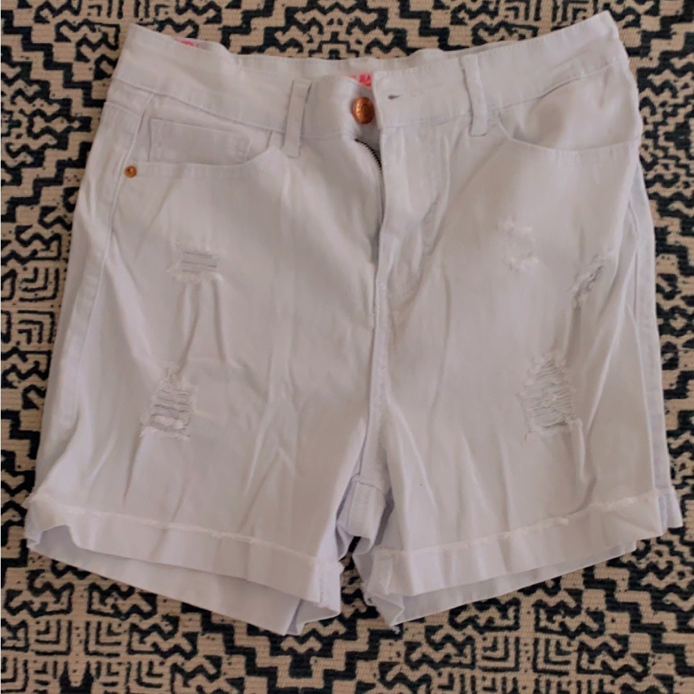 White Distressed Women Shorts